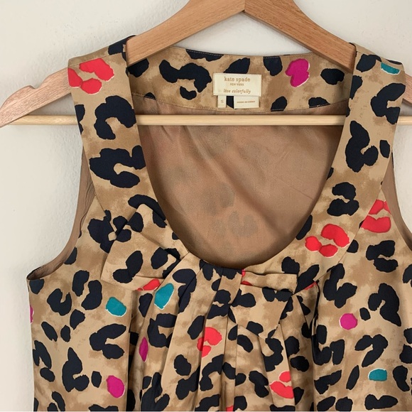Kate Spade leopard print silk sleeveless blouse - Picture 2 of 9